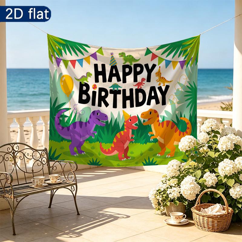 Birthday Roses Balloons Gifts Celebration Banner, Polyester Backdrop for Home Decor & Party Supplies