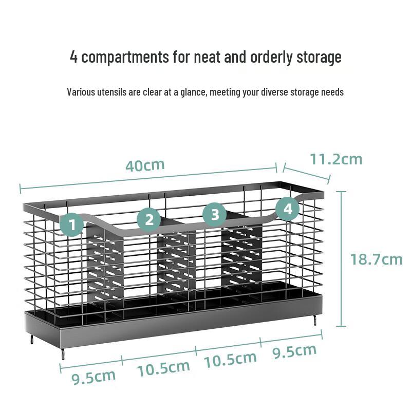 

ZISIZ 4-Compartment Kitchen Utensil Holder with Drainer
