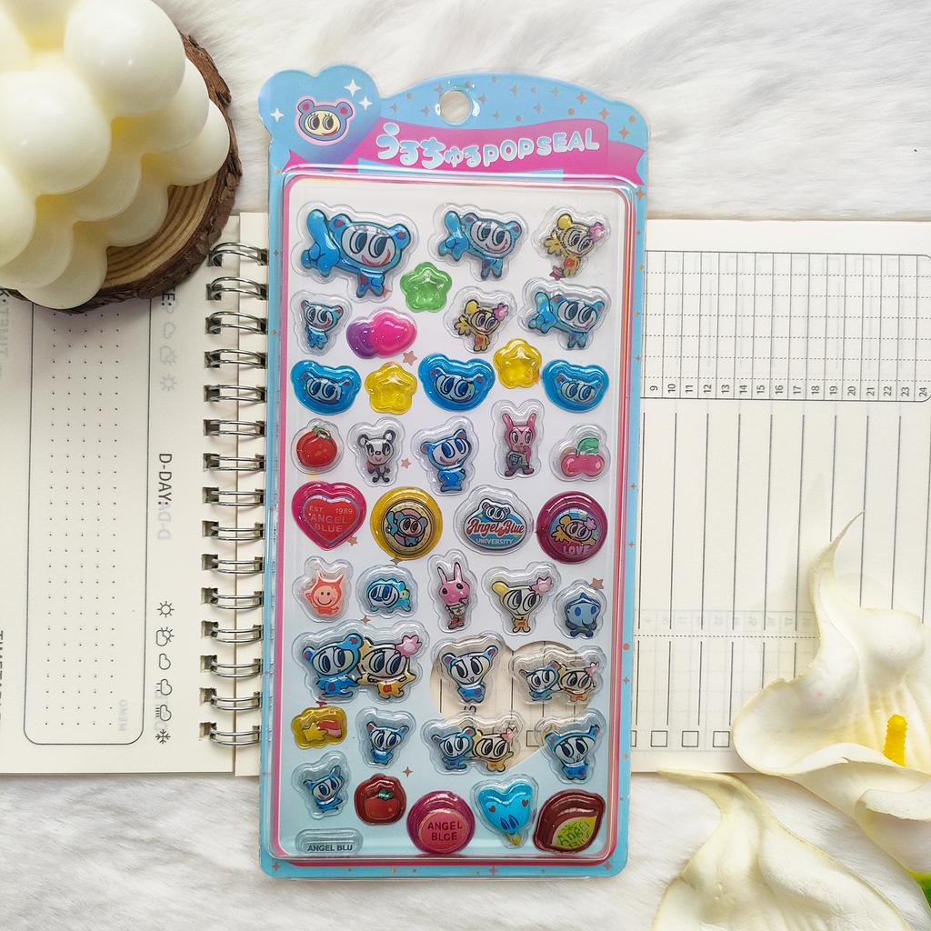 Blue Angel 3D Relief Hollow Stickers - Cute Cartoon Decals, Waterproof for Kids DIY Phone Case Fridge Journal Kawaii Decor Gifts