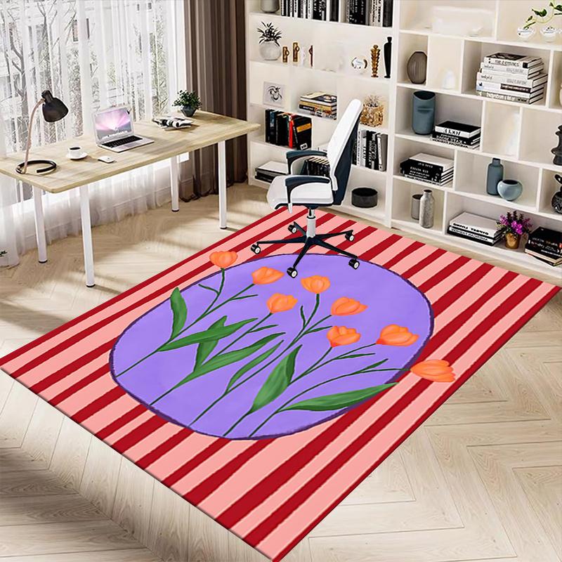 1pc Tulips Easter Area Rug Soft Flannel Floor Mat for Living Room, Bedroom and Carpet, Sofa Coffee Table Floor Mat, Decorative Rug q10