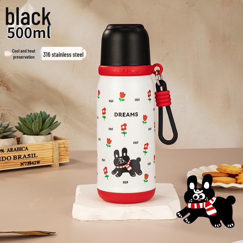 Changbaosen Kids  Dual-Lid Stainless Steel Thermos Bottle