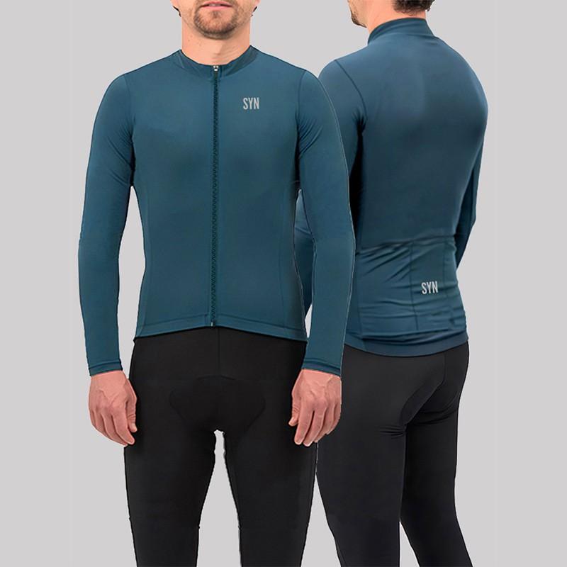Mens Long Sleeve Cycling Jersey Breathable Quick Dry Road Bike Apparel