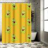 Adorable Monster Print Shower Curtain Cheerful Green Creature Pattern for Bathroom Decor Water-Resistant Fabric with Hook Rings