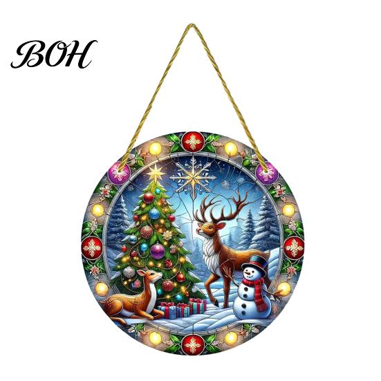 Seasonal Home Hanging Ornaments Christmas Tree Ornaments, Acrylic Festive Pendants with Lanyard for Decor Holiday Party Decoration, Indoor Scene