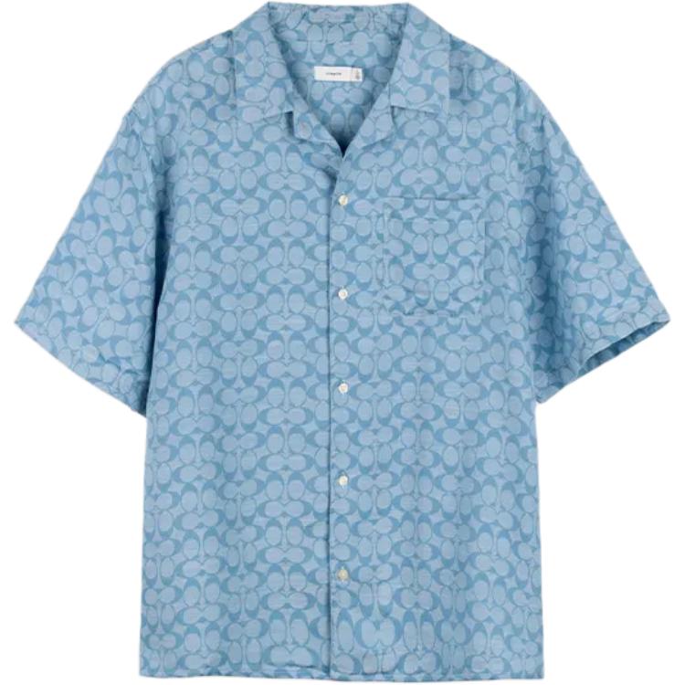 

Coach Ss24 Pattern Printed Single-Breasted Short Sleeve Shirt Men shirts Blue C7812-X0L M