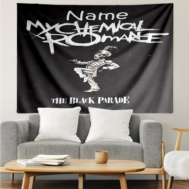Custom Name My Chemical Romance Print Tapestry, Backdrop, Easy Setup, Ideal for Bedroom, Office & Living Room, with Aesthetic Wall Hanging Decor.