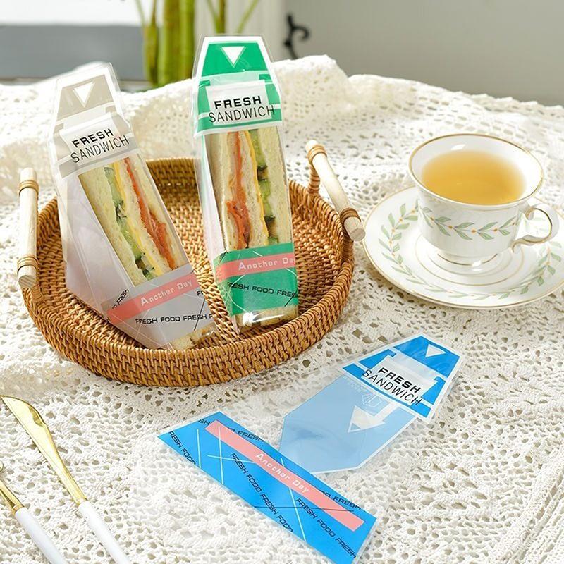 100 Stück Sandwichverpackungen, spezielle, leicht zu zerreißende, transparente Dreieck-Kuchenverpackungstüte zum Einmalgebrauch