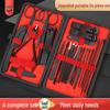 24-teiliges Schwarz-Rot-Nagelknipser-Set mit Schrägschnitt-Knipser, Pediküre-Werkzeugen und Hautscheren