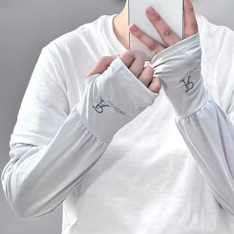 1 Paar Buchstaben Lockere Eis-Armstulpen Damen Sonnenschutz Elastische Fahrhandschuhe Outdoor UV-Schutz Armabdeckung Ärmel Bequem