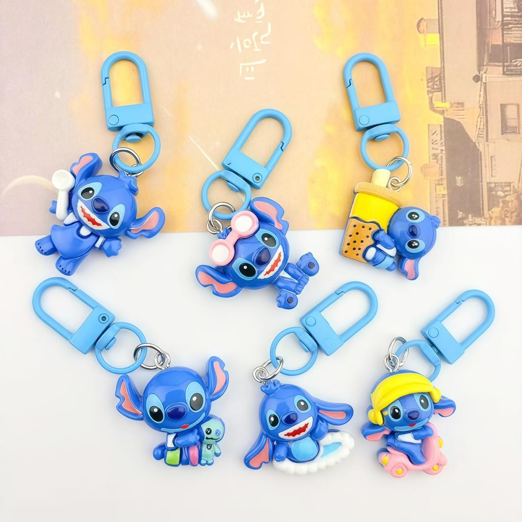 Lilo & Stitch Toys Keychian Anime Pendant Resin Keychain Cute Doll Couple Bag Ornament Car Keyring Girl Birthday Gift