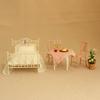 Bed with Bedding Vintage Miniature Metal Ornate Furniture for Collectors,