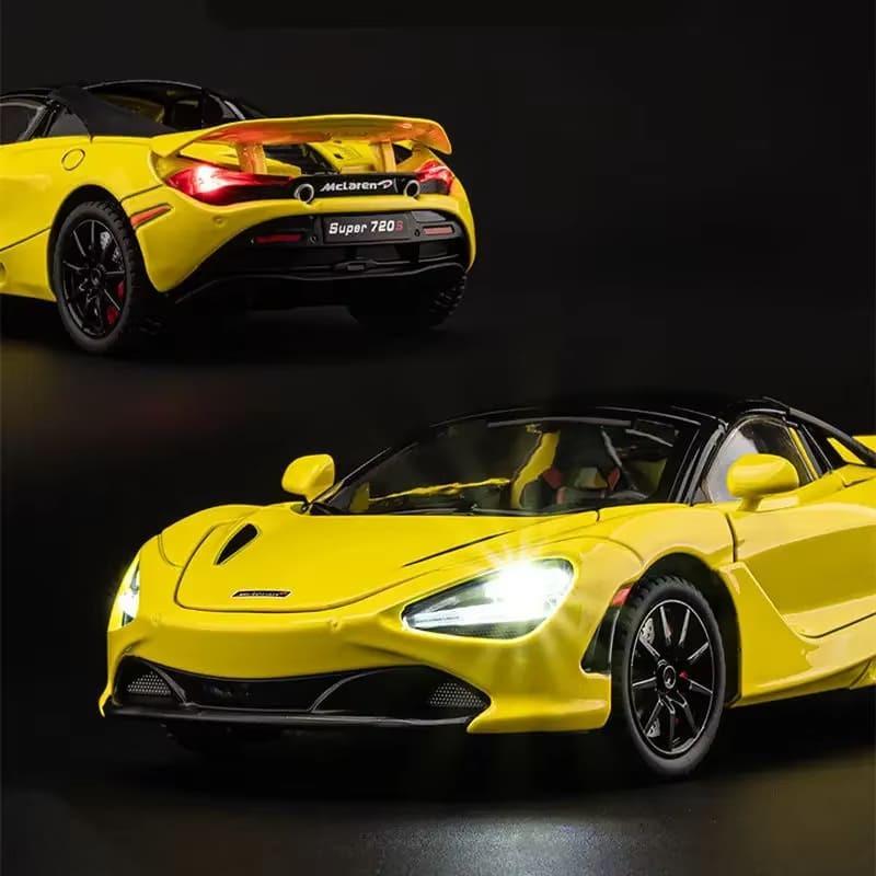 1:24 McLaren 720S Legeringsracerbilmodell Støpt metall Sportsbilmodell Simulering Lyd og lys Samleobjekter Barneleker Guttegave