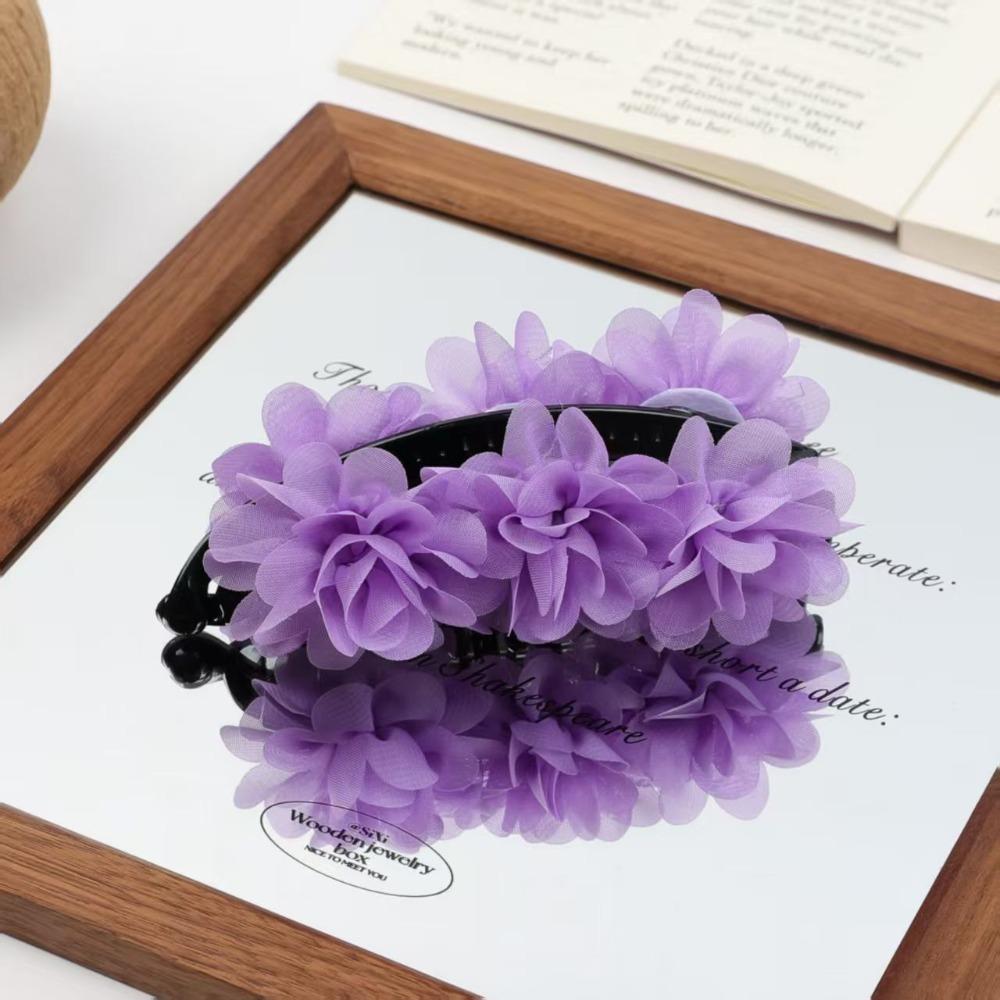 Sweet Flower Banana Clips Korean Style Floral Twisted Hair Clip Women Vertical Clip  Daily