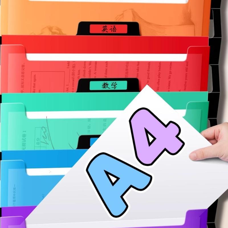 6 Pocket File Bag Expandable Letter Size File Organiser Sorting Case High Capacity Folding Document Organiser  for Offic