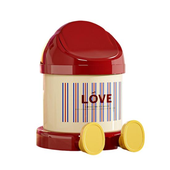 Desktop Trash Can Cute Eyes Design Cartoon Shape Lightweight Portable Flip Cover Trash Can Kitchen Office Waste Bin