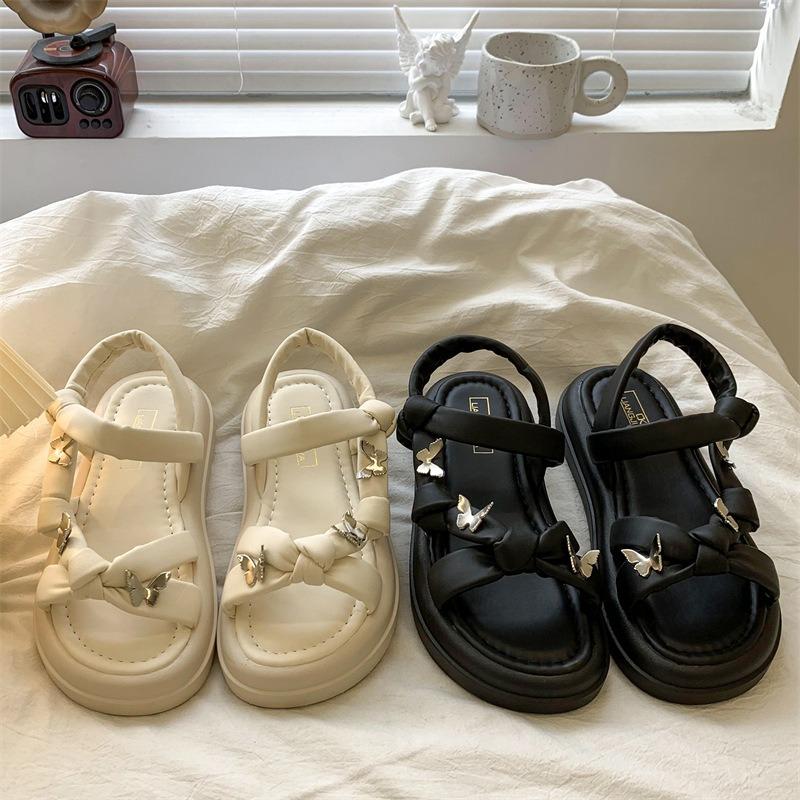 

New Retro Casual Beach Shoes for Women with Thick Soles 40 бежевий