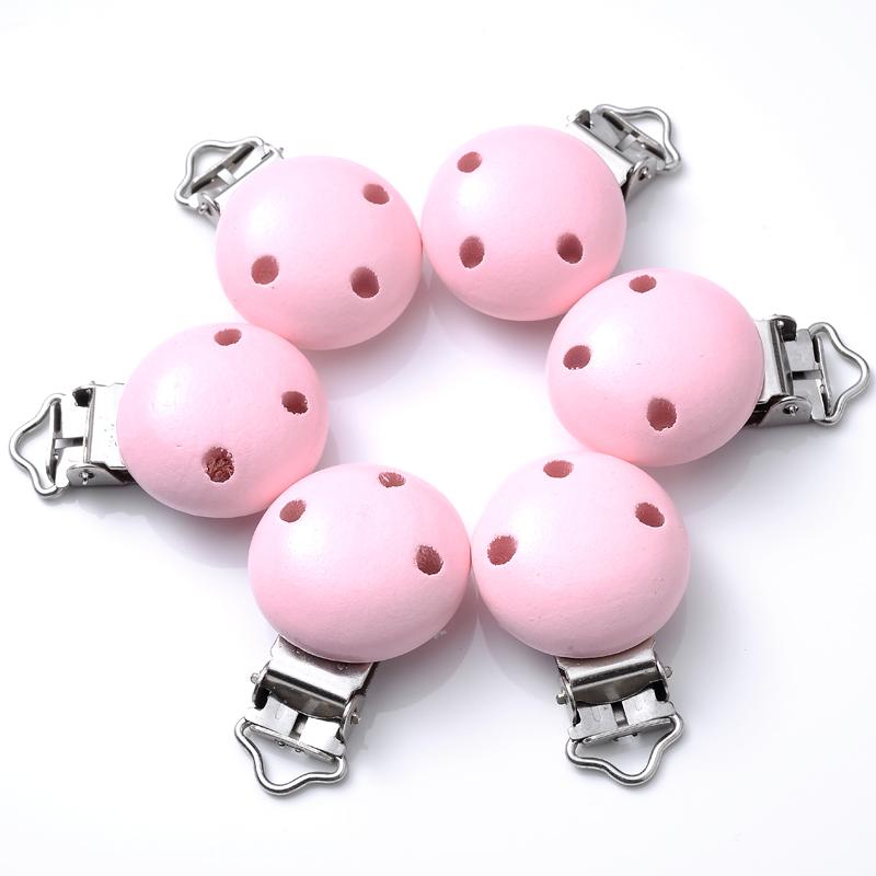 10Pcs 30mm Baby Wooden Pacifier Clips Round Wood Clip for Baby Pacifier Log Nipple Chain Holder Accessories BPA Free