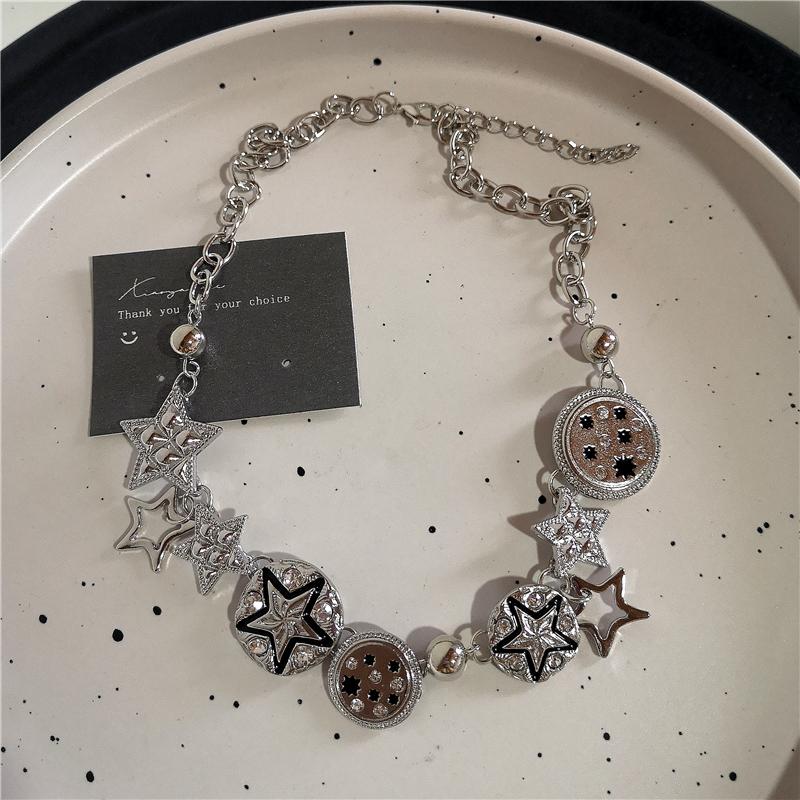 Y2K Star Zircon Pendant Necklace For Women Gothic Vintage Cool Girl Punk Charm Clavicle Chain Trendy Fashion Grunge Jewelry Gift