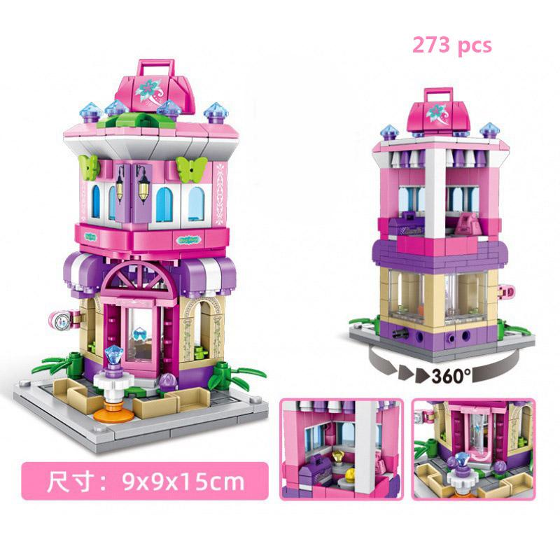 For Retail Store Architecture City Miniature Street VieBuilding Blocks House Food Shop Cafe Dinr Restaurant Model Toys