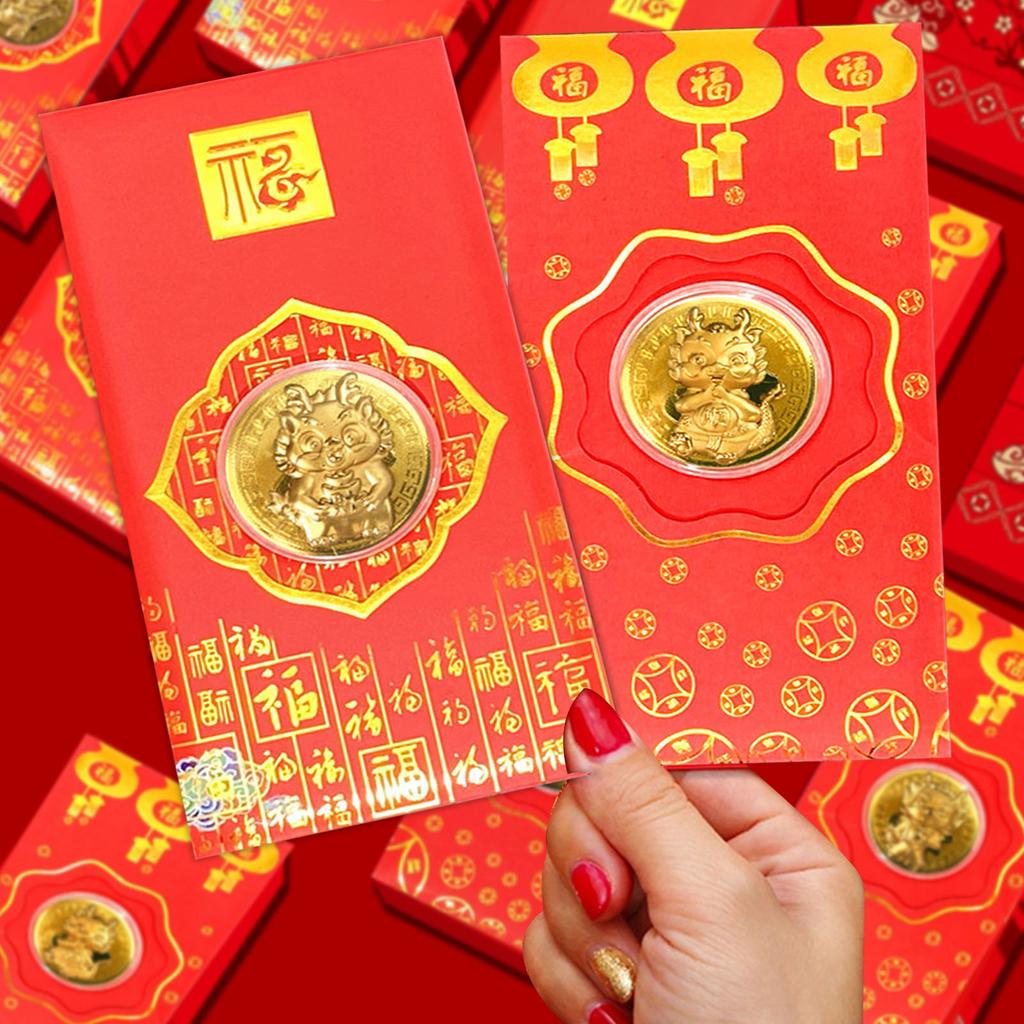 Chinese Red Envelope Year of The Dragon Gold Foil Lucky Red Packet for Spring Festival New Year
