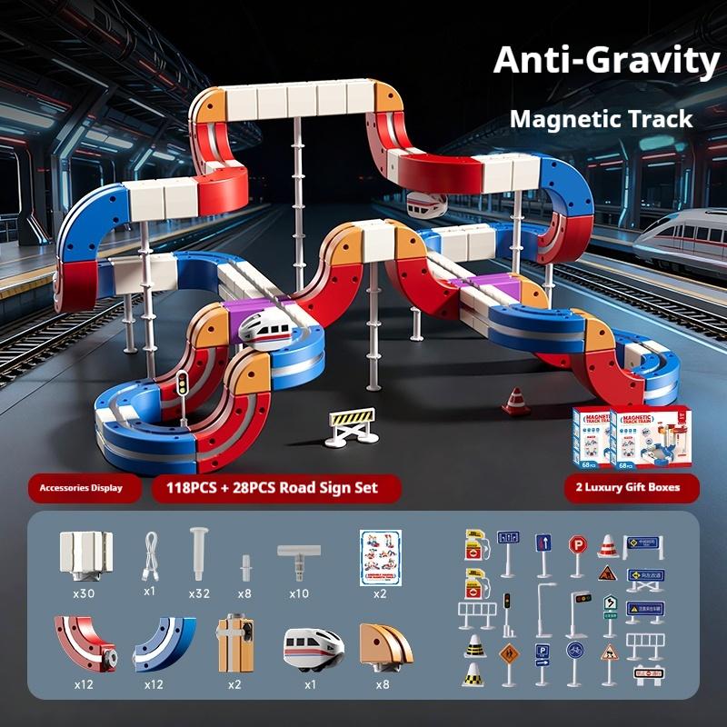 New EverChanging Magnetic Track Cube Educational HighSpeed Train Toy Diy NonRemote Rail Car Xmas Gift