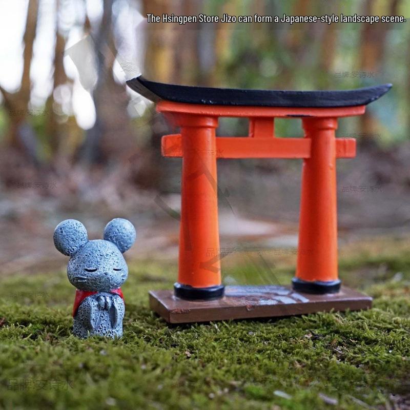 Kyoto Sand Table: Genshin Impact Style Ornament with Torii Bonsai.