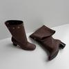 Cowhide two wear tall women's boots female knight boots autumn and winter new round head thick high heel sleeve tall stacking boots