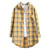 Women Plus Size Shirt with Long Classic Sleeves Single-breasted Collar Patch Pocket Loose Casual Plaid Shirt with Print Blouse
