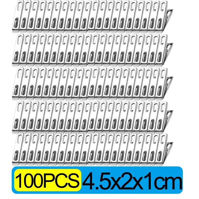 100-20PCS Stainless Steel Clothespins Multifunction Kitchen Sealing Clips Mini Photos Clip Clothes Pegs Hangers Clamps Storager