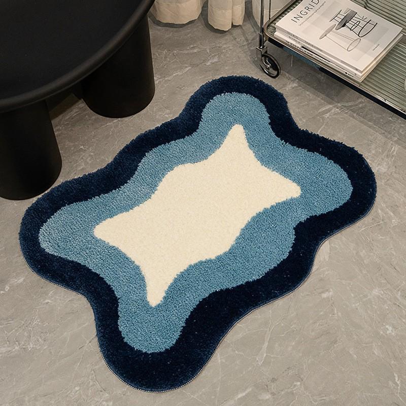 Tappeto Antiscivolo in Imitazione Cashmere dalla Forma Irregolare per Bagno e Ingresso