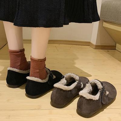 New Fashion Short Snow Boots Women's Velvet Short Boots Winter Non-slip One-pedal Ugly and Cute Low-top Warm Cotton Shoes
