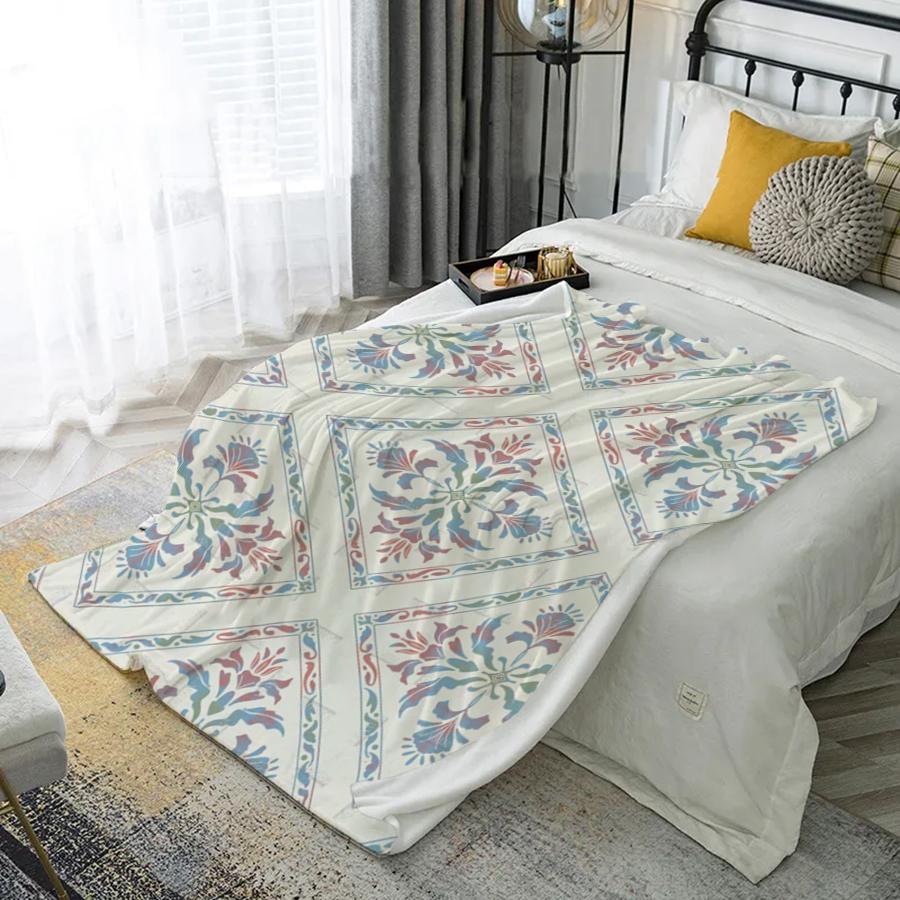 Floral Pattern Blanket Microfiber Flannel Cover Blanket Bedroom Living Room Sofa Soft And Comfortable Home Decoration