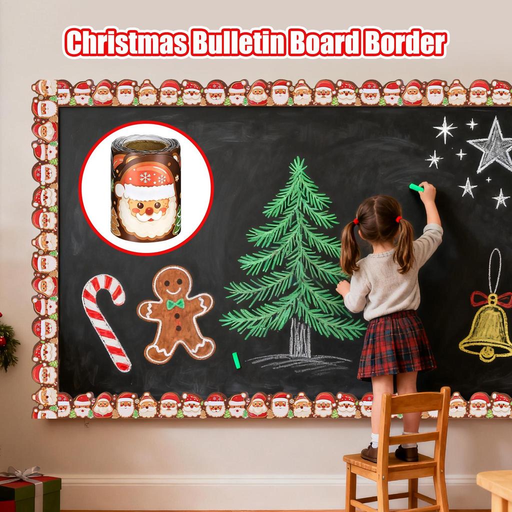 Christmas Bulletin Board Border Roll 33ft Seasonal Decor Classroom Holiday Border Trim For Birthday Baby Shower Nursery School