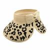 Women Leopard Print Sun Hat Summer Trendy Chic Bow Foldable Wide Brim Straw Cap For Beach Holiday