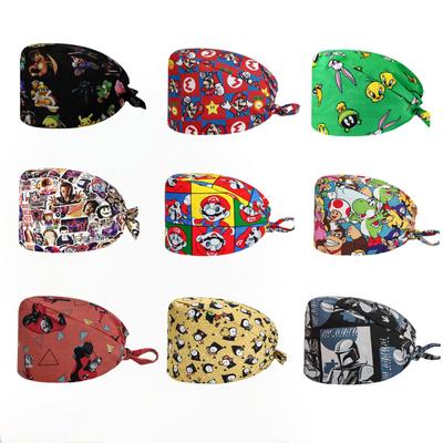 Cute Anime Character Cotton Print Surgical Cap - Dustproof Nurse, Chef, or Chemo Hat