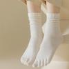 5 Paar/Los Damen Fünf-Zehen-Socken 100% Baumwolle Einfarbig Damen Zehensocken Sport Frühling Herbst Harajuku Zehensocken
