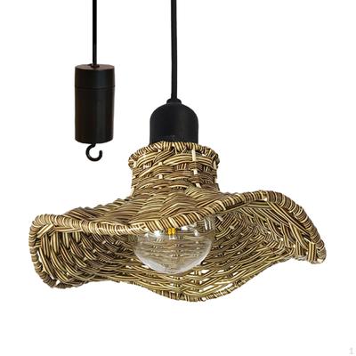 Hanging Pendant Light Imitation Rattan Woven Cord Length 1M Waterproof Rustic Ceiling