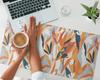 Designer Protective Laptop Pad Abstract Leaves 90x45 cm