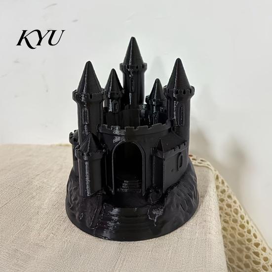 Small Candle Windshield 3D Printed Medieval Castle Holder, Gothic Dark Aesthetic Room Accessory Candlestick, Fantasy Ornament for Halloween