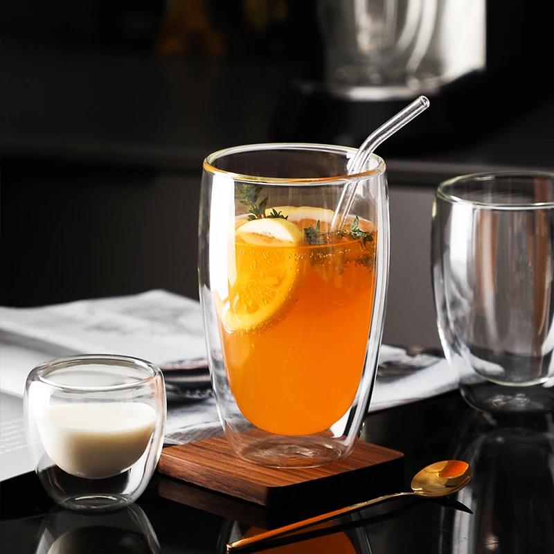 Creative Drinkware 80ml/225ml/320ml Double Wall Glass Cup Coffee Mug Modern Glassware Transparent Glass Classical Whiskey Glass