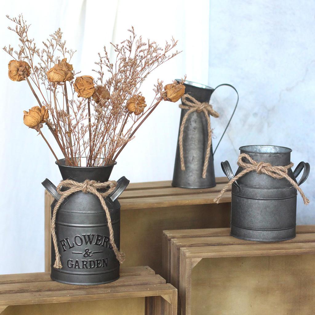 Retro Metal Flower Bucket With American Style For Home Garden Display