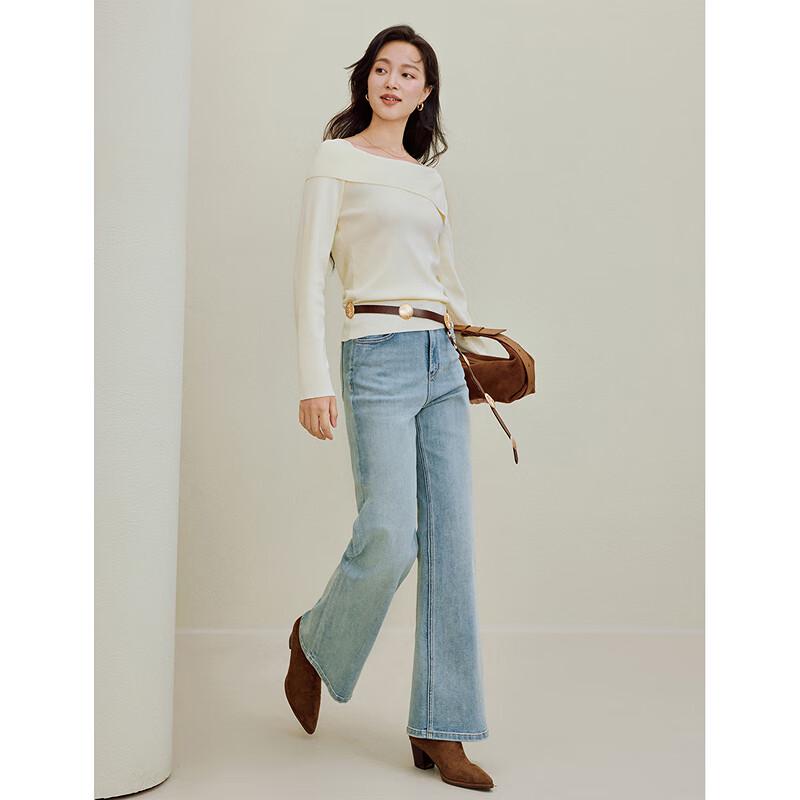 Inman Gentle Style Off-Shoulder Long-Sleeve Knit Sweater