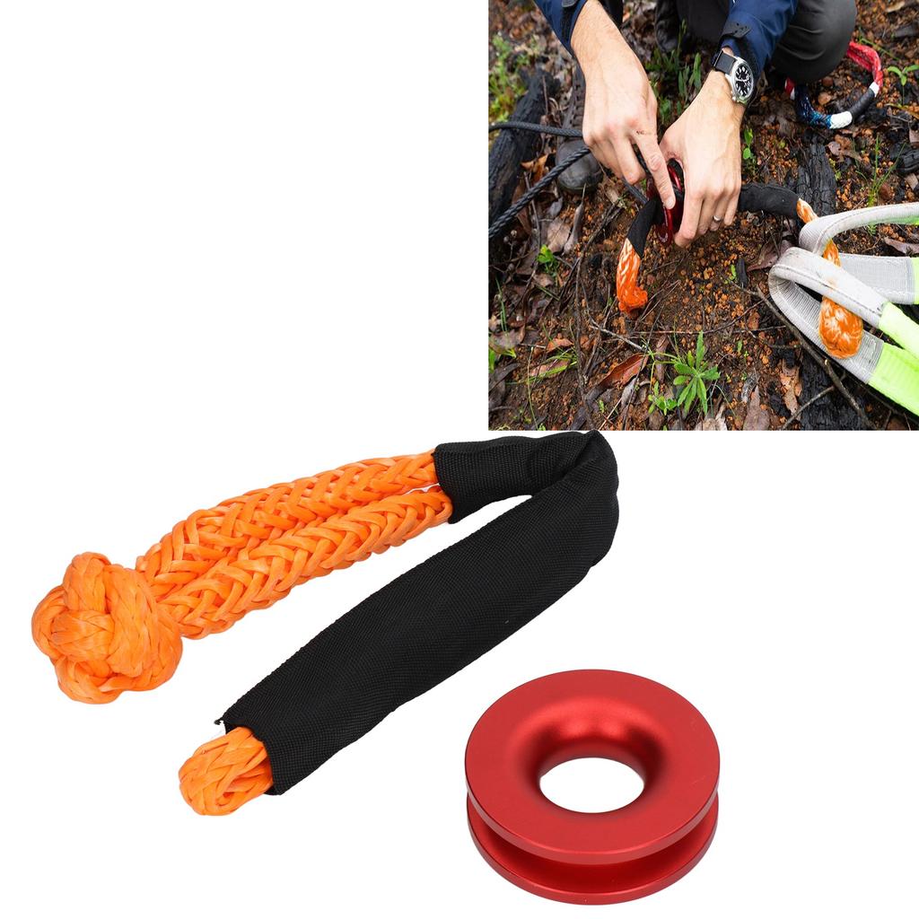 Recovery Winch Rope Set Aluminum Alloy Nylon Rope Soft Shackle Recovery Kit for Vehicle