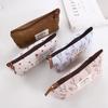Lovely Student Fabric Makeup Bag Floral Flower Zipper Pouch Pencil Bag Pencil Case Pen Bags