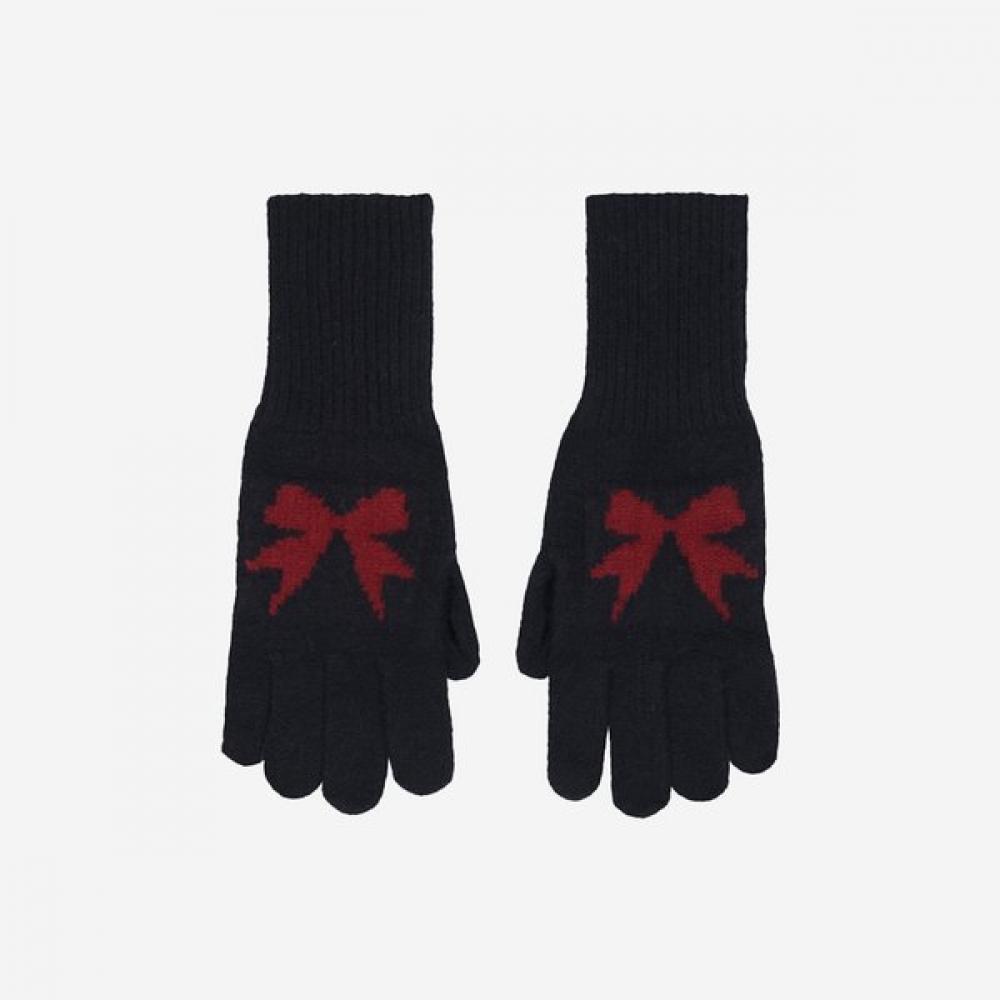 Allincomplete Ribbon Wool Gloves Black Single option