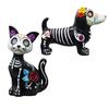 Halloween Ornament Skeleton Cat Dog Shape Resin Statue Indoor Outdoor Cat Sculpture Haunted House Desktop Decor