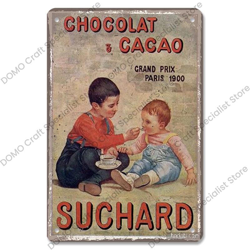 Chocolate Girl Poster Vintage Metal Plate Cartoon Ice Cream Strawbarry Metal Tin Signs Wall Decor Dessert House Bakery Kids Room