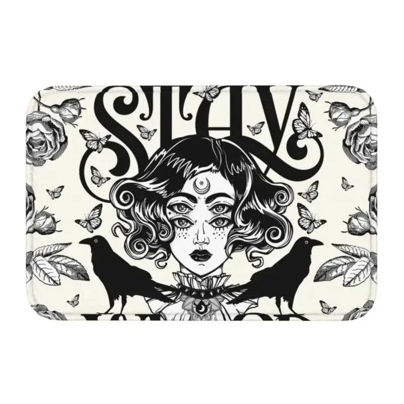 Skull Damask Pattern Doormat Non-Slip Entrance Bathroom Kitchen Door Floor Mat Halloween Witch Goth Occult Toilet Carpet Rug