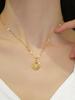 1pc Stainless Steel Hollow Shell Pearl Necklace With Micro-Inlaid Zirconia