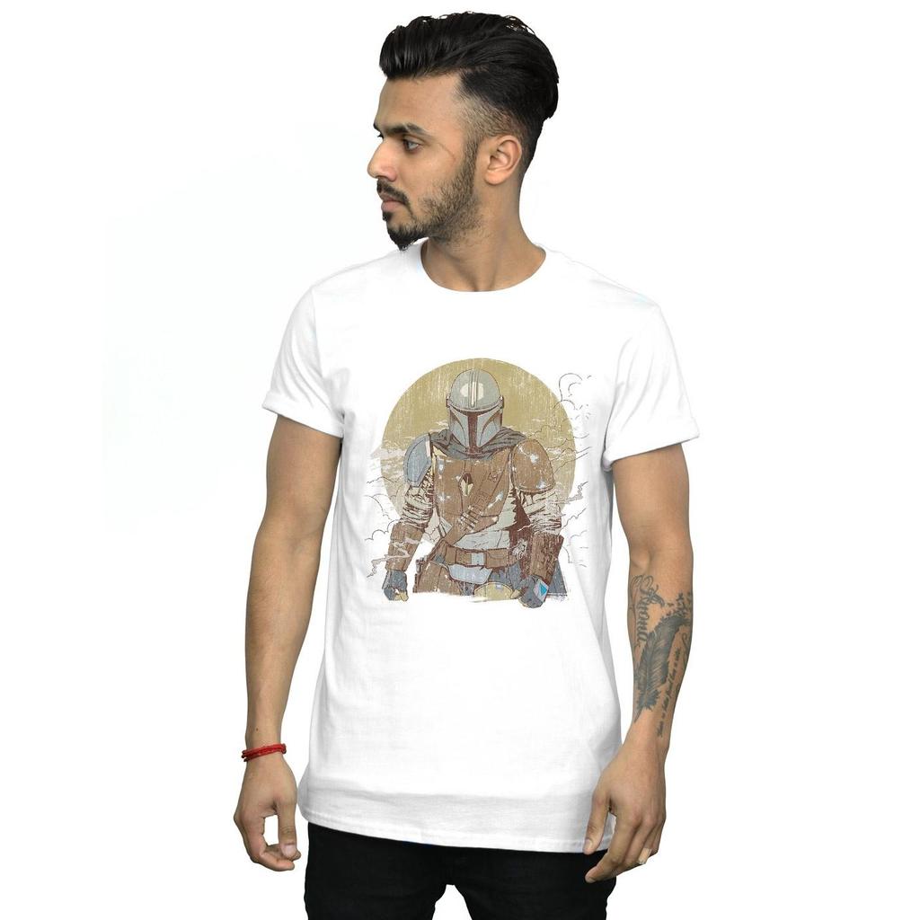 Star Wars Mens The Mandalorian Distressed Warrior T-Shirt